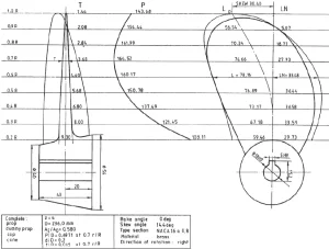 Drawing of stock screw propeller No. P-355 geometry