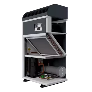 Cutaway 3D render of a marine package air-cooled air conditioning unit
